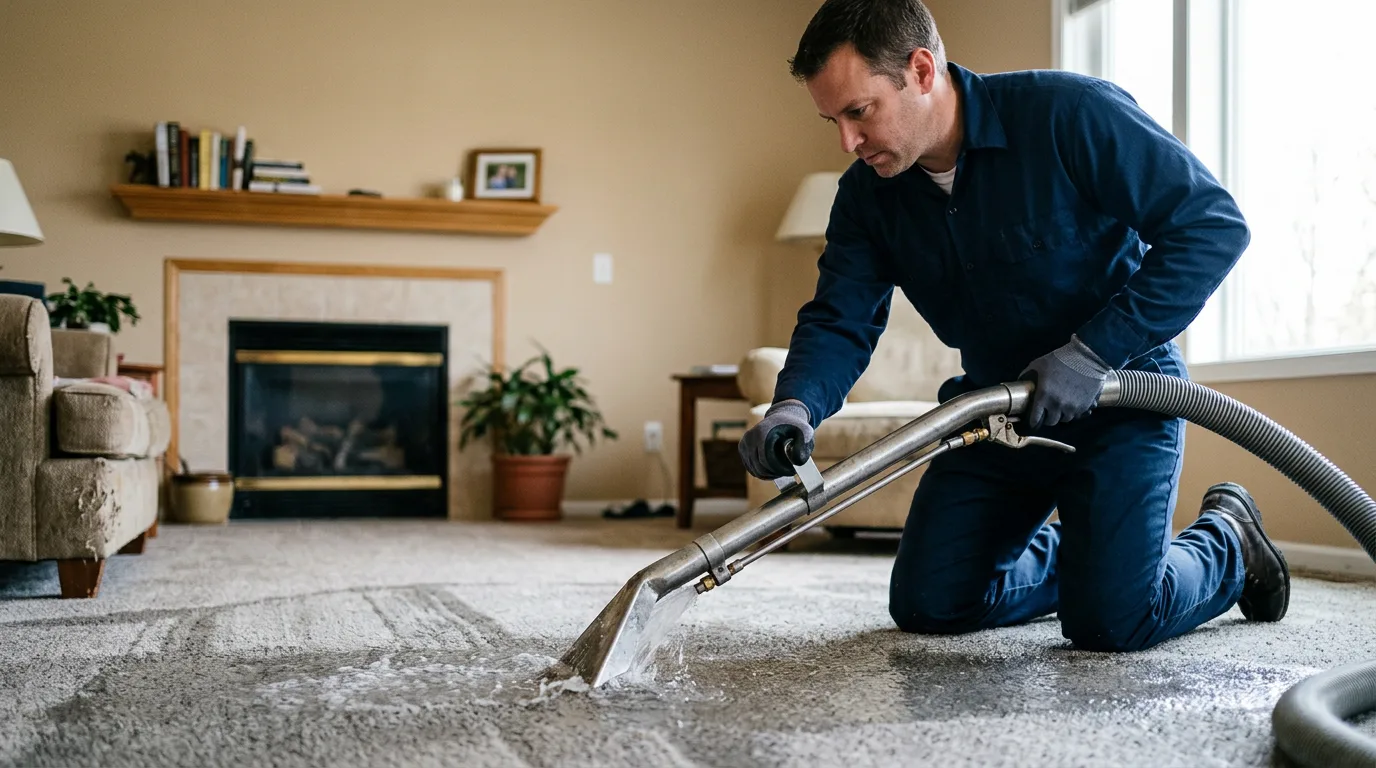 Water damage restoration technician working near Mojave, CA